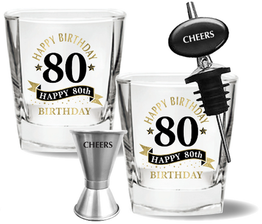 80th Spirit Glass 4 Piece Gift Set