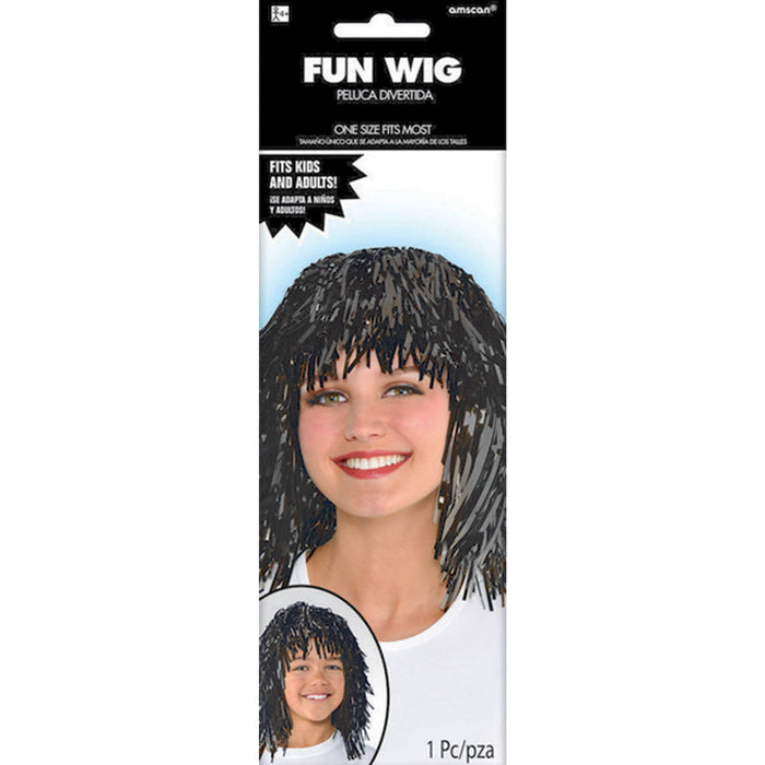 Tinsel Black Mohawk Wig One Size