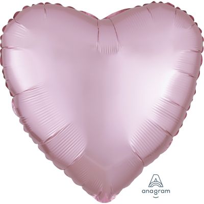 Heart Shape Foil Satin Luxe Pastel Pink 45cm