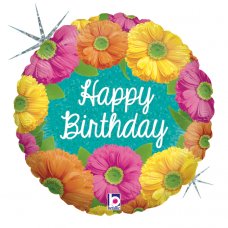 Floral Happy Birthday 18'' Foil Balloon