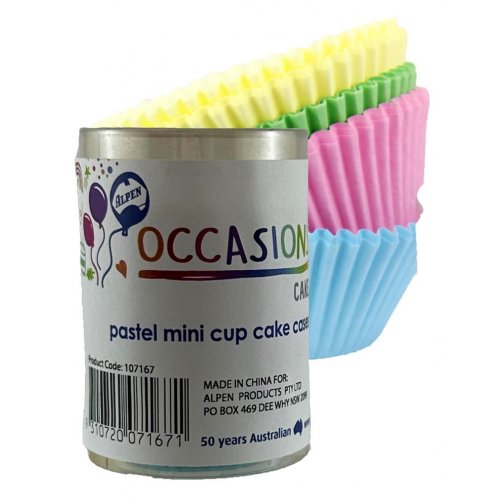 Mini Cup Cake Cases Pastel Colour Assorted (30x20mm) 100 Pk