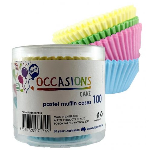 Muffin Cases Pastel Assorted (55x29.5mm) Pack 100