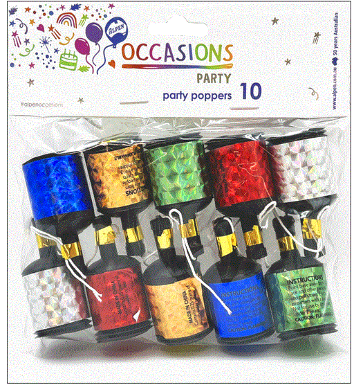 Prismatic Party Poppers 10 Pack