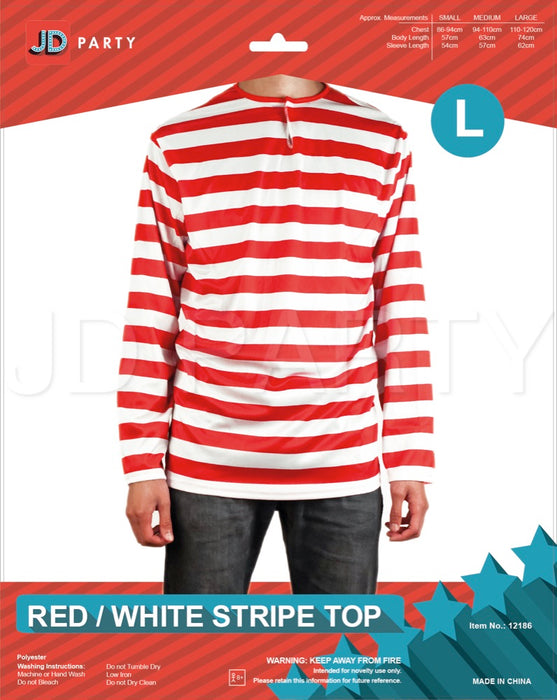 Red & White Stripe Large Top Adult