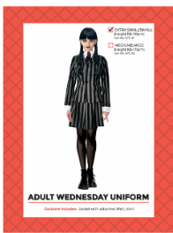 Adult Wednesday Uniform Costume XS/S