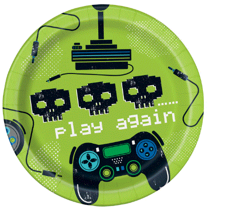 Gamer Paper Plates 8 Pack/17.2cm