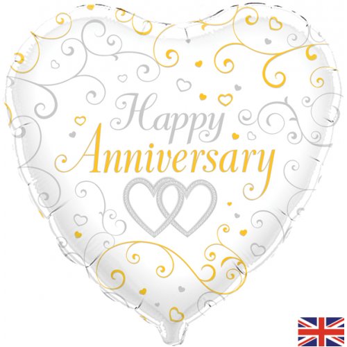 Happy Anniversary Linked Hearts Foil 45cm