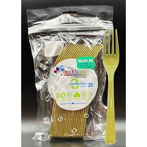 Plastic Fork 20 Pack - Gold