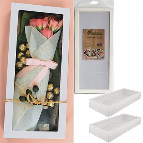 Large White Grazing/Catering Tray With Lid  Size: 560 x 255 x 80mm. Pack of 2