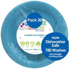 Plastic Lunch Plate 20 Pack - Light Blue