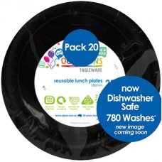 Plastic Lunch Plate 20 Pack - Black