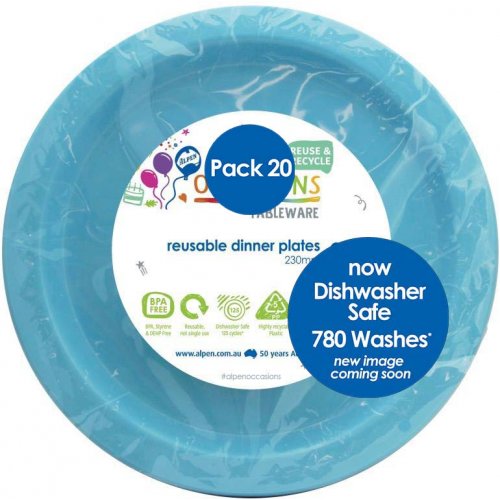 Plastic Dinner Plate 20 Pack - Light Blue