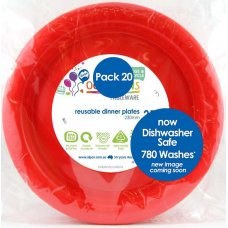 Plastic Dinner Plate 20 Pack - Red