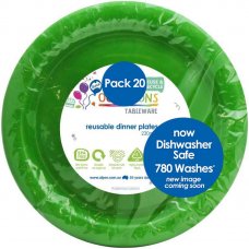 Plastic Dinner Plate 20 Pack - Lime Green