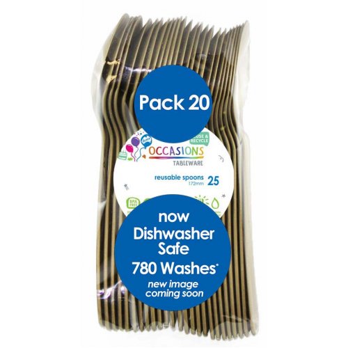 Plastic Spoon 20 Pack - Gold