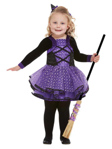 Toddler Pretty Star Witch Costume, Purple, with Dress & Headband 1-2 Years