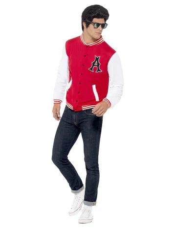 50s College Jock Letterman Jacket, Red