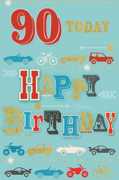 90 Today Happy Birthday Elegance Birthday Card