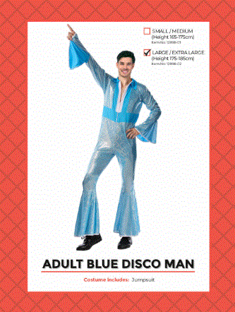 Adult Blue Disco Man Jumpsuit Large/Extra Large