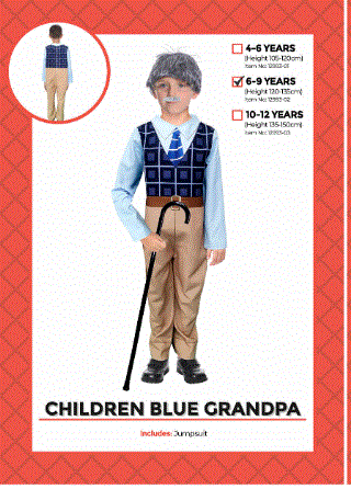 Childrens Blue Grandpa All In One Costume