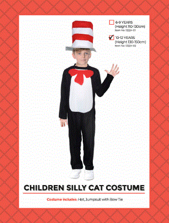 Kids Silly Cat Jumpsuit Costume 10-12 Years