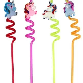 Unicorn Plastic Straws 4 Pk