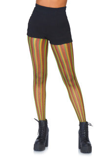 Rasta Striped Fishnet Tights