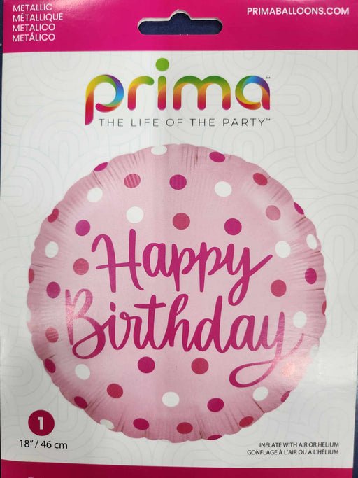 Happy Birthday Pink Dots Foil Balloon 18''