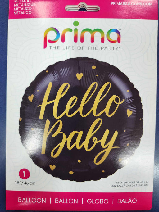 Hello Baby Black With Gold Writting Foil Balloon 18''