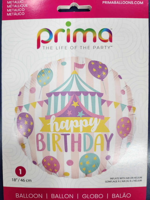 Happy Birthday Pastel Circus Foil Balloon 18''