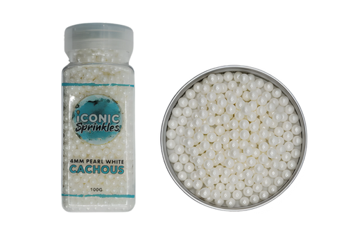 Iconic 4mm Pearl White Edible Cachous Pearls - 100g