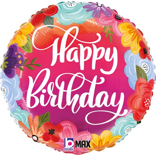 Birthday Bright Flowers Foil 18"/45.7cm