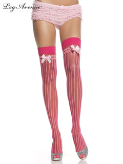 Lycra Sheer Pin Stripe Thigh Highs o/s Pink