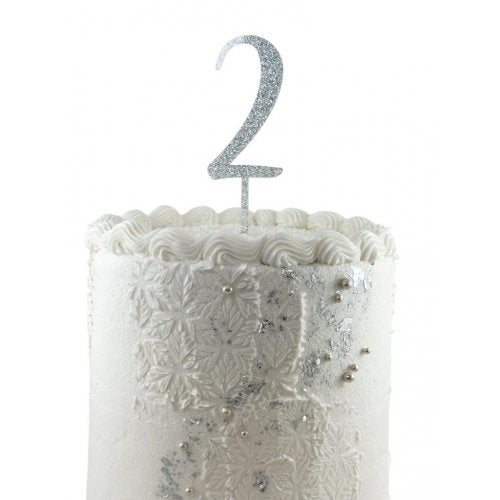 #2 Cake Topper Glitter Silver