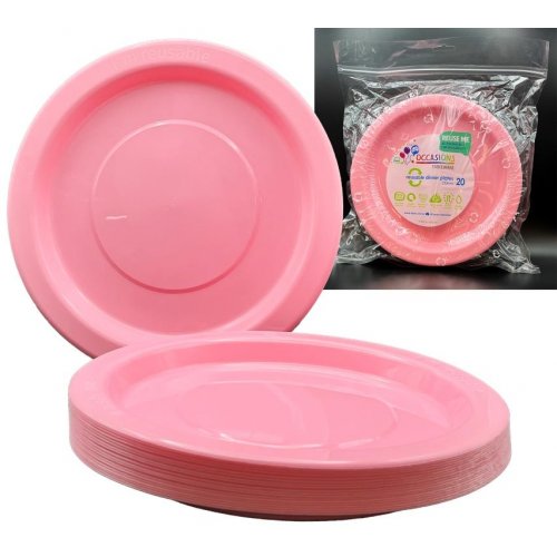 Plastic Dinner Plate 20 Pack - Light Pink