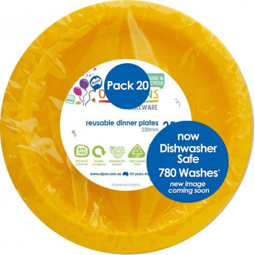 Plastic Dinner Plate 20 Pack - Yellow