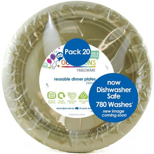 Plastic Dinner Plate 20 Pack - Gold