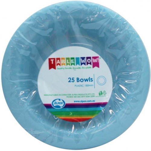 Plastic Bowl 20 Pack - Light Blue