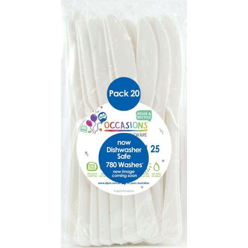 Plastic Knife 20 Pack - White