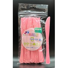 Plastic Knife 20 Pack - Pale Pink