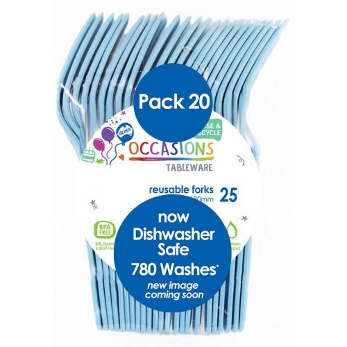 Plastic Fork 20 Pack - Light Blue