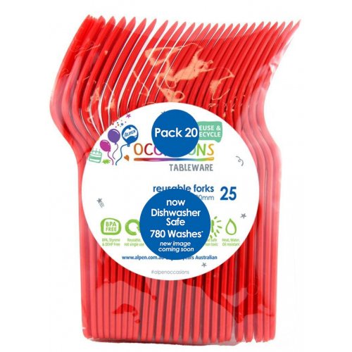 Plastic Fork 20 Pack - Red