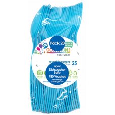 Plastic Spoon 20 Pack - Azure Blue