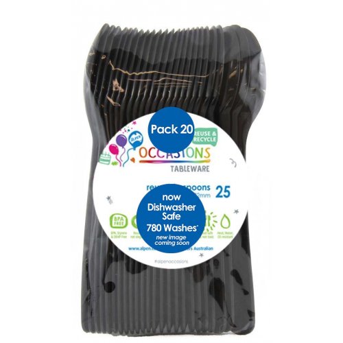 Plastic Spoon 20 Pack - Black