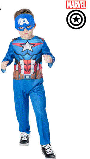 Captain America Kids Costume 3-5 Years