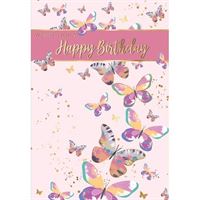 Wishing You A Happy Birthday With Butterflies Card - Deluxe