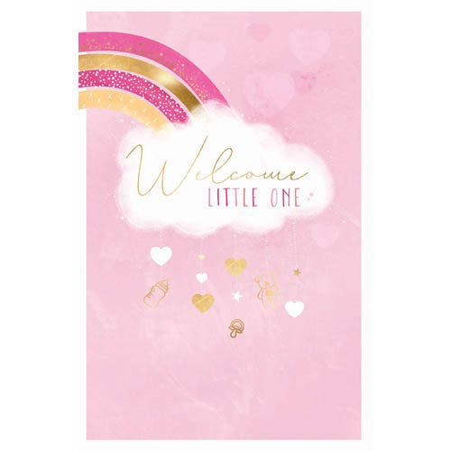 Welcome  Little One Baby Girl Pink Card