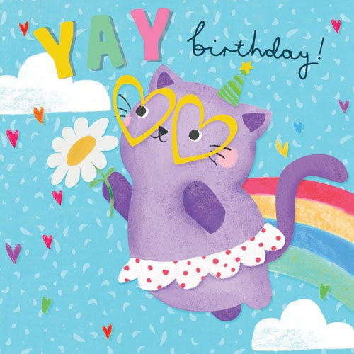 Yay Cat Birthday Card