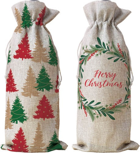 Christmas Bottle Gift Bag Fabric 2 Designs