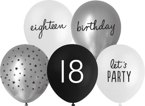 Assorted Happy Birthday Balloons 18th Assorted Printed Colours Pack Of 10